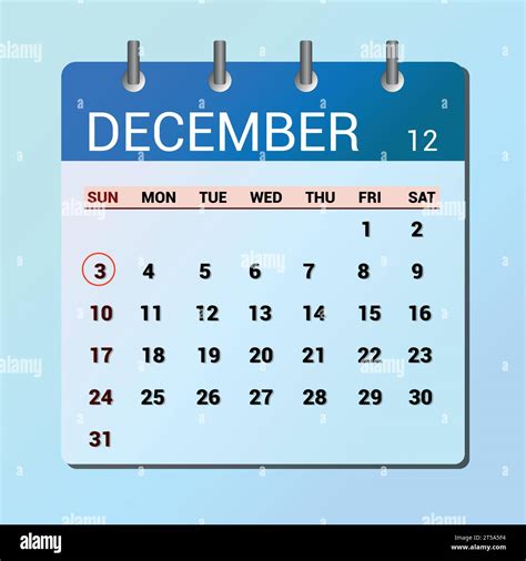 December 3. Flat icon calendar isolated on blue background. Date and ...