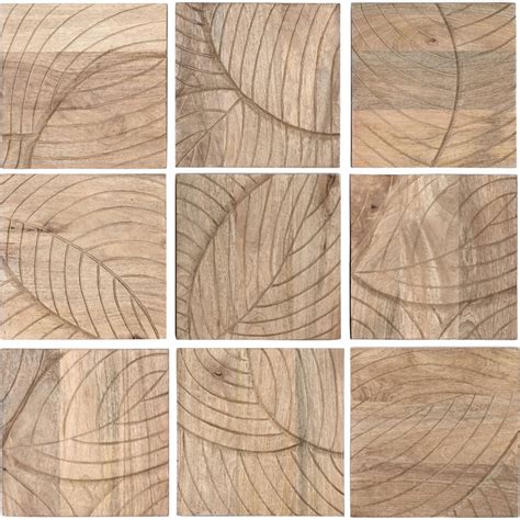 Panneau décoratif feuille bois nature pour mur élégant 90 x 3 x 90 cm ...