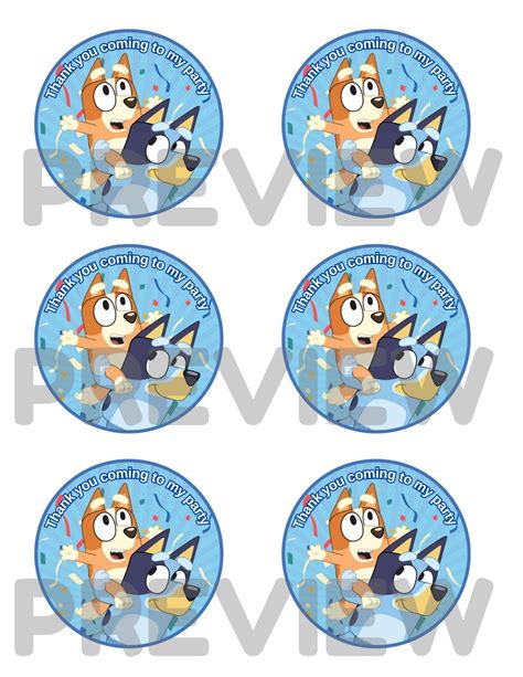 Bluey and Bingo Party Favor Gift Tags- Instant Download – Girly Girl Tutus