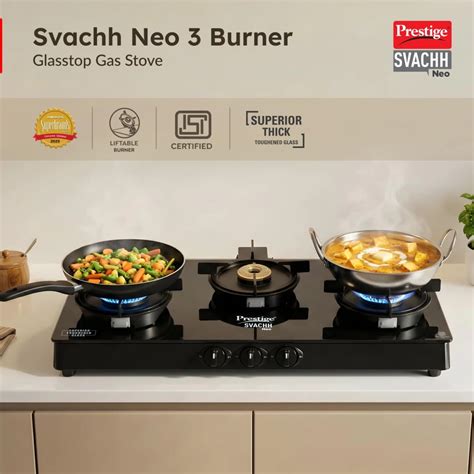 Prestige 3 Bnr Lpg Stove Glass Top Svachh Neo Gas