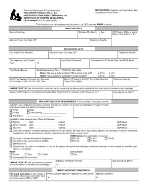 PI-1783 Preliminary Application For The High School ... - Fill and Sign ...