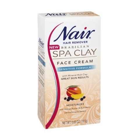 Nair Brazilian Spa Clay Sensitive Formula Face Cream Hair Remover 0.69 ...