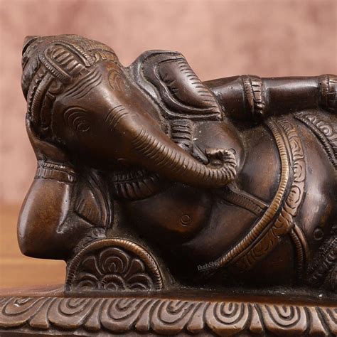 Buy Brass Resting Lord Ganesha Statue – Chola Bronze Finish, 7.5 Inch ...