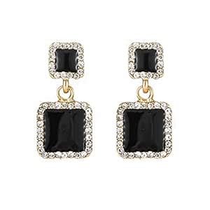 Yellow Chimes Earrings For Women Gold Tone Crystal Black color ...