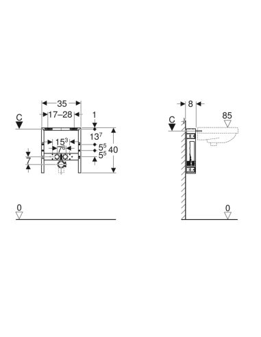 Geberit Combifix module for washbasin deck-mounted taps