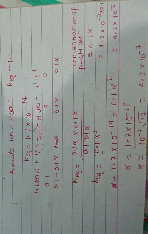 Calculate the concentration of formate ion present in 0.100m formic ...