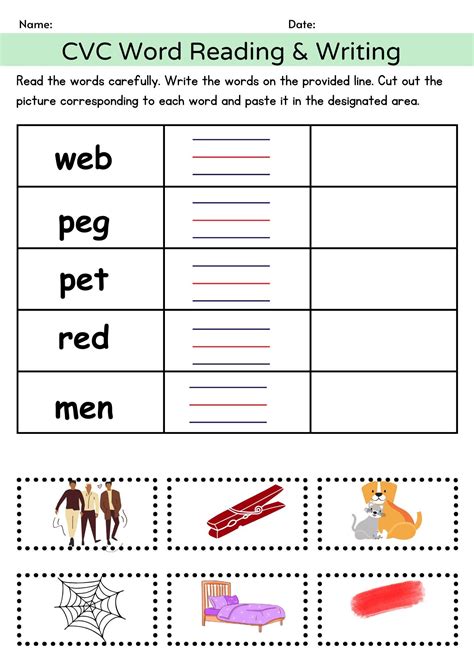 Phonics CVC Words Sheets, Reading and Writing Practice, Kindergarten Phonics Phonics Learning ...