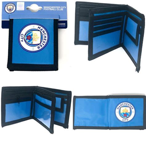 Manchester City FC Club Crest Nylon Pocket Money Wallet Coin & Credit ...