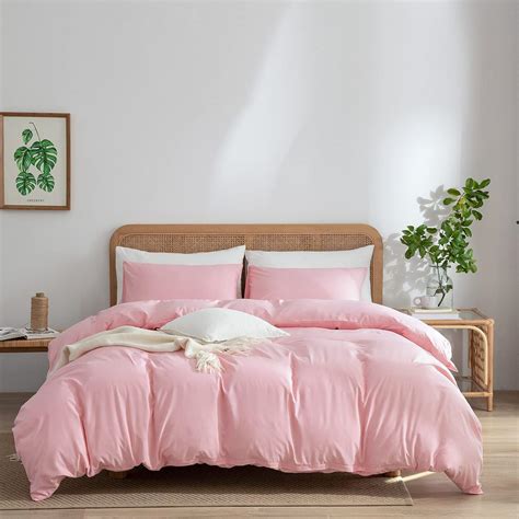 Amazon.com: ERZRGA Pink Duvet Cover King, 100% Microfiber, Solid Design ...