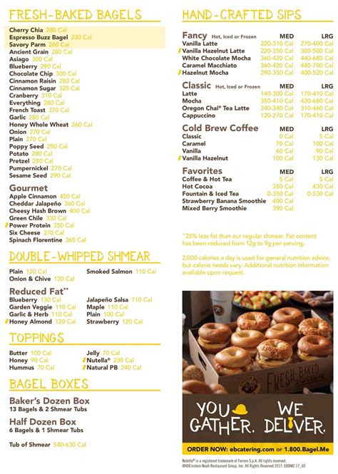 Einstein Bagel Nutrition Chart | Besto Blog