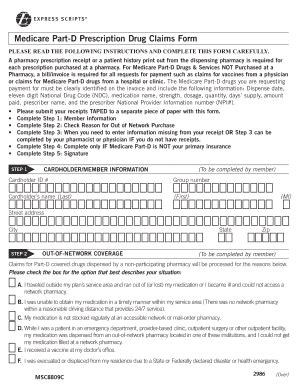 Medicare Part-D Prescription Drug Claims Form - Blank Fillable Template ...