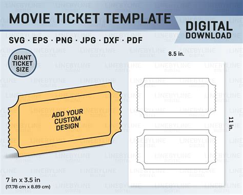 Movie Ticket Template, Giant Movie Ticket, Event Ticket Stub, Ticket ...
