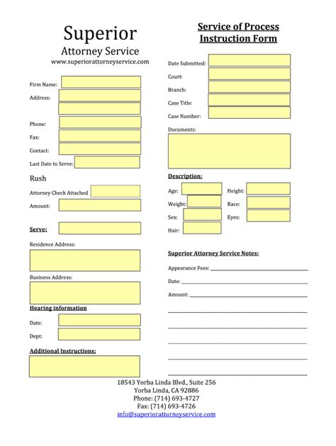 Image result for Blank of Service of Process Form