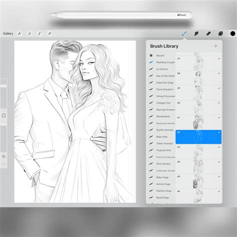 45 Wedding Couple Stamp Brushes for Procreate and Photoshop ...
