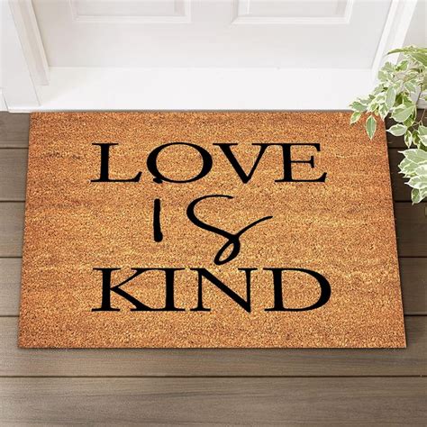 Coir Door Mat Inspirational 16"x24" Love is Kind Entry Mat with Heavy ...