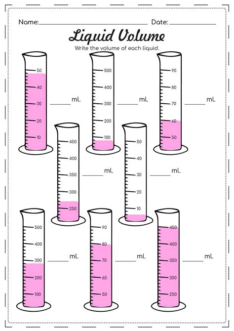 Volume Of Liquid Worksheet Grade 3
