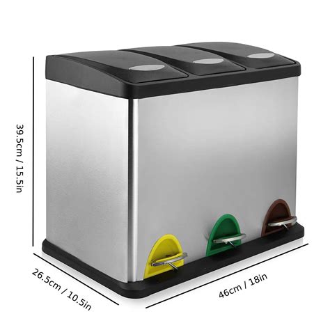 Compact 24L (3 x 8L) Recycling Pedal Bin | Stainless Steel Kitchen ...