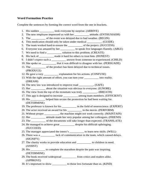 Word Formation Practice 的图像结果