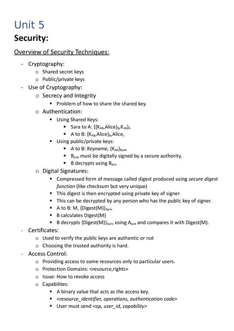Distributed Systems Unit 5 - Unit 5 Security: Overview of Security ...