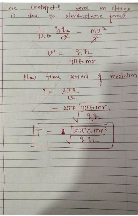 A particle of mass m and carrying charge -q1 is moving around acharge ...
