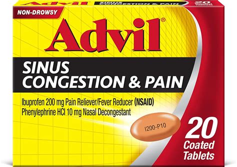 Advil Sinus Congestion & Pain Tablets 200 mg 20 Ct - Emmanta