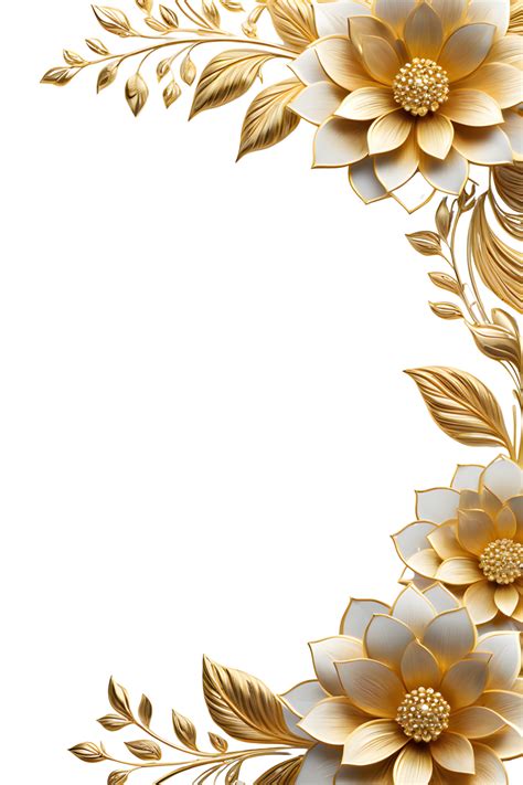 AI generated luxury gold flower frame border png transparent background ...