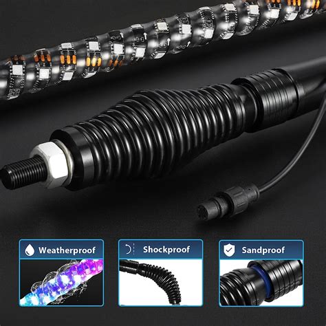 Buy Partsam 2X 4ft Spiral RGB LED Whip Lights w RF Wireless Remote USA ...