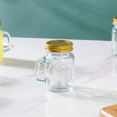 Glass Mini Mason Jar Mug With Lid Set Of 10 110ml Online - Premium ...