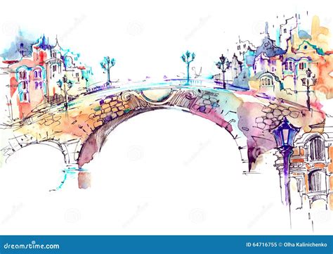 Bridge 库存例证. 插画 包括有 艺术, 道路, 户外, 全景, 长期, 安排, 城市, 本质, 场面 - 64716755