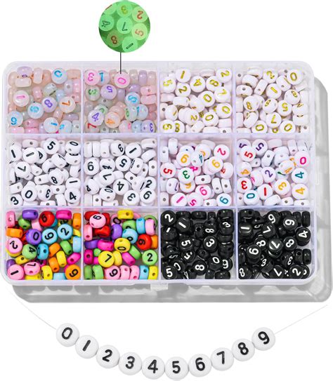 Amazon.com: Hudinsun 500Pcs 0-9 Acrylic Number Beads in 12 Grid Box ...