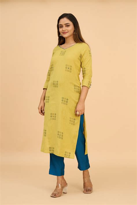 Shop Kolam Printed Kurta with Foil Mirror Online | Maybell – Maybell ...