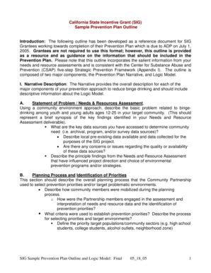 Fillable Online ca-cpi SIG Sample Prevention Plan Outline and Logic ...