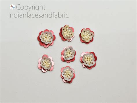 Buy 25 Beaded Flower Shaped Rhinestone Applique Indian Embroidery ...