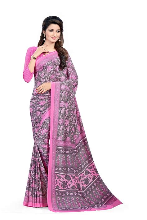 Buy UNIFORM UNICORN Women's Crepe Silk Uniform Saree with Blouse Piece ...