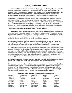 Fillable Online info ritenour k12 mo Friendly or Personal Letters ...