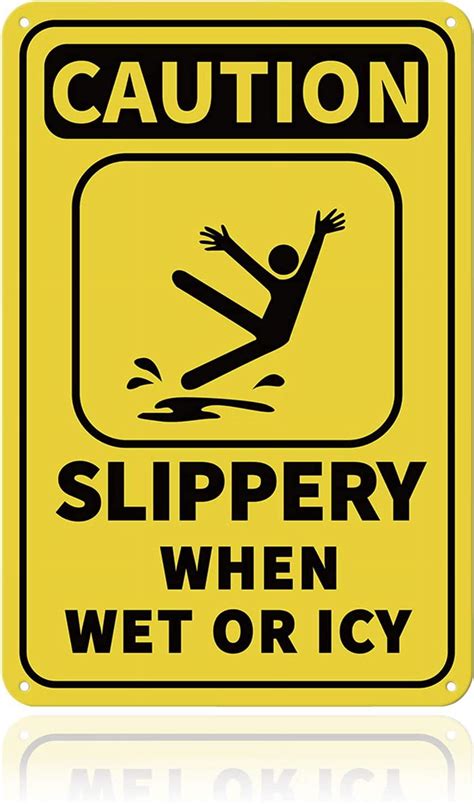 Caution Slippery When Wet or ICY Sign 8x12 inches 35 Mil Aluminum ...