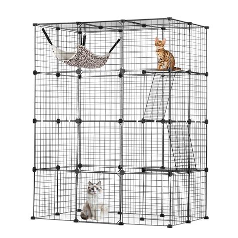 VEVOR Large 4-tier Cat Cage, 41 x 28 x 55", Detachable Metal Wire Cat ...
