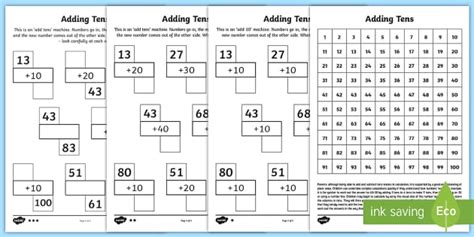 Adding Tens Activity Sheets (teacher made) - Twinkl