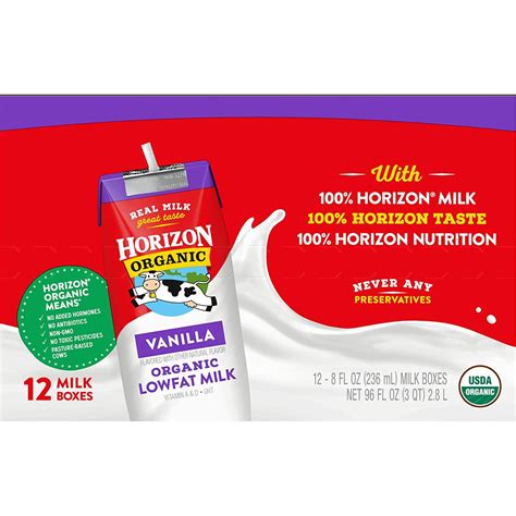 Horizon Organic 1% Low Fat Vanilla Milk Boxes, 8 oz, 12 Pack - Shelf ...