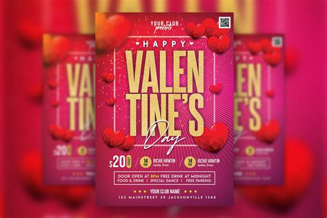 Modern Glass Heart Valentine's Day Party Flyer Template Free Download ...