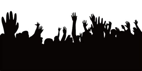 Silhouette de concert du public. les gens se pressent dans l'icône, le ...