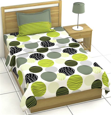 LORETO 140 TC Cotton Single Bedsheet with 1 Pillow Cover - Multi Colour ...