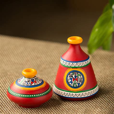 Buy ExclusiveLane 'Warli Handpainted' Terracotta Pots Vases for Living ...