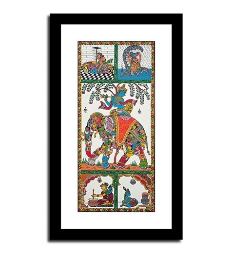 IMAGING CANVAS® Krishna On Kandarp Elephant Pattachitra Art Painting ...