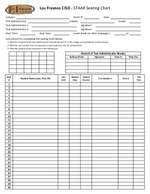 TX Los Fresnos CISD STAAR Seating Chart 2023-2026 - Fill and Sign ...