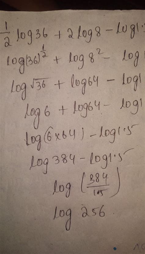 1/2log 36 + 2 log 8-log 1.5 - Brainly.in