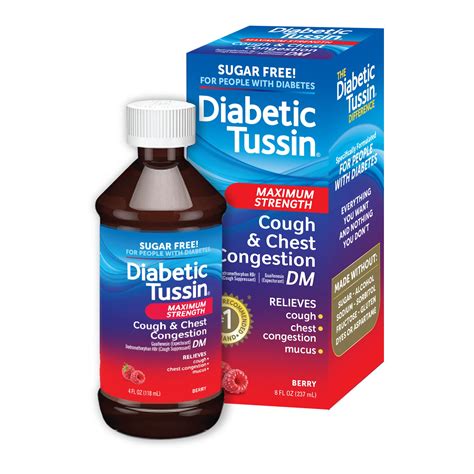 Diabetic Tussin DM Maximum Strength Cough Medicine - 8 Fl oz Liquid Syrup for Diabetics with ...