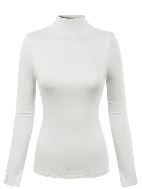 Made by Olivia Women's Mock Neck Long Sleeve Turtleneck Slim Fit ...