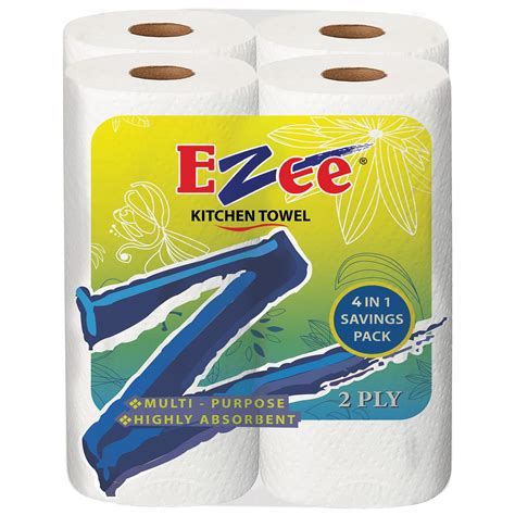 Ezee Kitchen Tissue Paper Roll, 4 Rolls (60 Pulls Per Roll, 240 Sheets ...