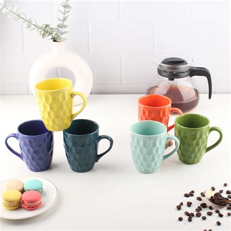 Buy The Earth Store Solid Green Coffee Mug Set of 6 Ceramic Mugs ...